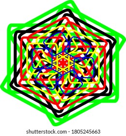 illustration vector graphic of green blue red black mandala concept design