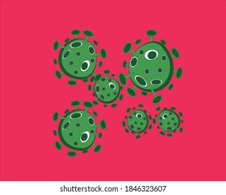 Illustration vector graphic of green corona virus swarm, perfect for health advertising, book page images.