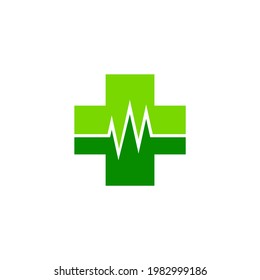 ilustración vectorial gráfico de la cruz verde logotipo médico