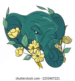 Ilustración vectorial gráfico de elefante verde es perfecto para el diseño de camisetas