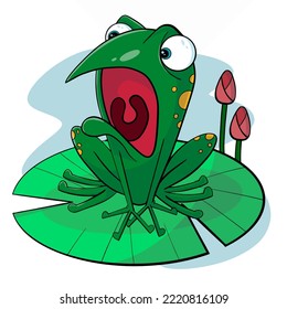 Illustration vector graphic of a green frog good for children book illustration