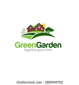 Illustration vector graphic of Green garden nature environment logo design template