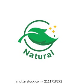 illustration vector graphic of a green leaf with the round green thin outline surrounding the leaf used for nature natural companies, factory, or product logo