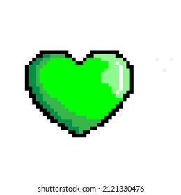 Illustration Vector Graphic Of Green Love Pixel Good For Icon Valentine Event, Clip Art, Sticker