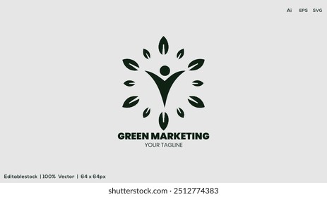 Illustration vector graphic of green marketing, media and logo design template 