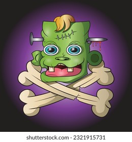 illustration vector graphic of green monster head