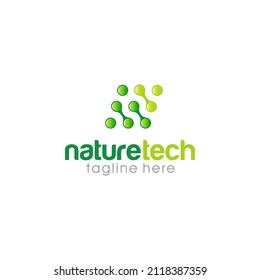 Illustration vector graphic of green nature technology logo design template 