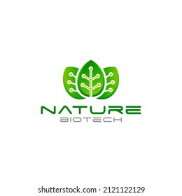 Ilustración vectorial gráfico de la plantilla de diseño del logotipo de la tecnología de la naturaleza verde 