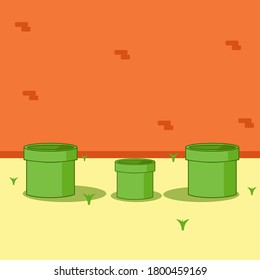 Illustration of vector graphic green pipe with wall background