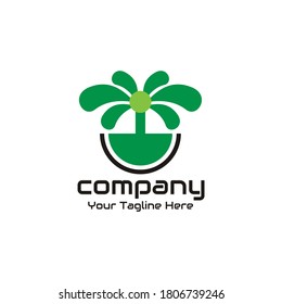illustration vector graphic of green plant logo in bloom, perfect for nature logo, botany, ecology, bio, etc.

