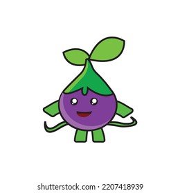 illustration vector graphic of green and purple plants cartoon.