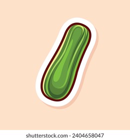 illustration vector graphic of green single cucumber vegetable with cute cartoon design style isolated. perfect for logo. sticker. icon. etc.
