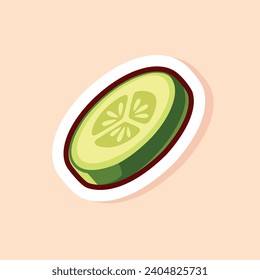 ilustración vectorial gráfico de la verdura de pepino de corte verde con diseño de dibujos animados lindo aislado. perfecto para el logotipo. pegatina. de %PRODUCTNAME. etc.