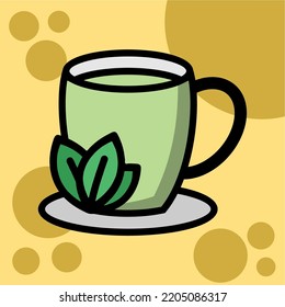 Ilustración Vector Gráfico de té verde, taza de bebida caliente, icono de bebidas