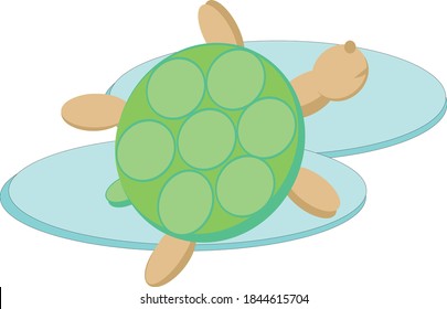 illustration vector graphic of green turtle, perfect for cover of children's story book.