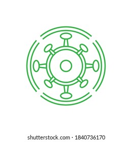 Illustration vector graphic of Green virus logo. White background. Fit for medical designs and logos for medical purposes.
