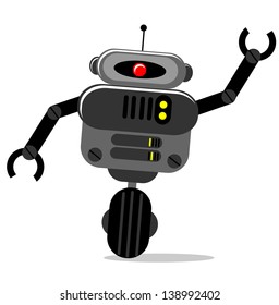 illustration vector graphic of grey robotic cartoon character