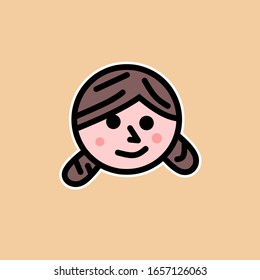 illustration vector graphic of gril character icon perfect for kids t shrit,avatar and etc