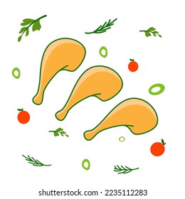 Illustration vector graphic of Grilled chicken and fresh vegetables