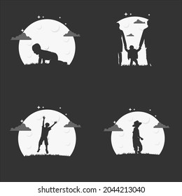 Illustration Vector Graphic of Growth from a Child in Night Background. Perfect to use for Education Company