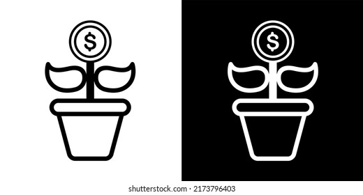 Illustration Vector Graphic of Growth, income, investment Icon. Black Color Icon.