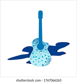 Illustration vector graphic of guitar. blue and water concept