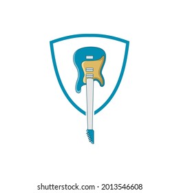 Illustration Vector Graphic of Guitar Pick Logo. Perfect to use for Music Company
