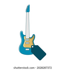 Illustration Vector Graphic of Guitar Price Tag Logo. Perfect to use for Technology Company