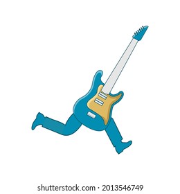 Gráfico vectorial de ilustraciones del logotipo del corredor de guitarra. Perfecto para usar en una empresa musical o de juegos