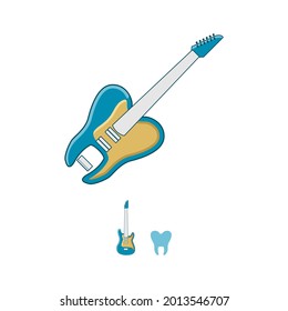 Illustration Vector Graphic of Guitar Tooth Logo. Perfect to use for Music Company