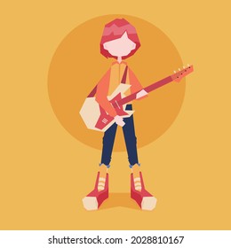 Illustration vector graphic of Guitarist character design. 