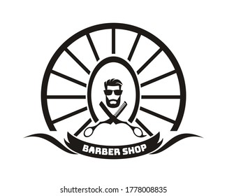 illustration vector graphic of hair cut style showing scissor and head man, perfect   for barber shop