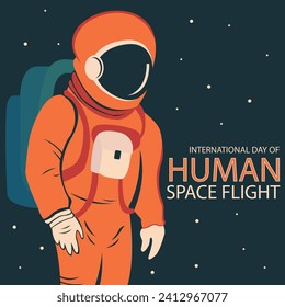 ilustración vectorial de la mitad del cuerpo de un astronauta en el espacio, perfecto para el día internacional, vuelo espacial humano, celebración, tarjeta de saludo, etc.