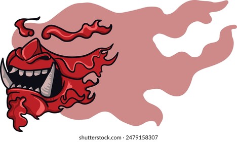 Illustration Vector Graphic Of Half Oni Mask