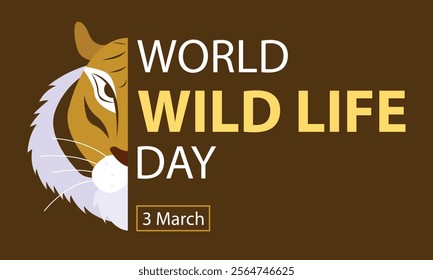 illustration vector graphic of half a tiger's head, perfect for international day, world wild life day, celebrate, greeting card, etc.