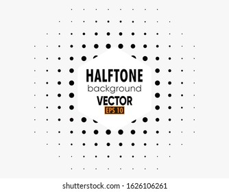 Illustration vector graphic of Halftone dots circle. Vector halftone circle frame background. Vector retro style dotwork background. Circle dots isolated on the white background. Vector EPS10.