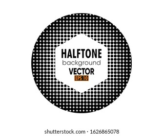 Illustration vector graphic of Halftone dots circle. Vector halftone circle frame background. Vector retro style dotwork background. Circle dots isolated on the white background. Vector  EPS10.