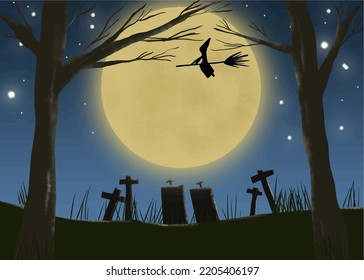 Illustration vector graphic of Halloween background good for card invitation, brochure or book cover