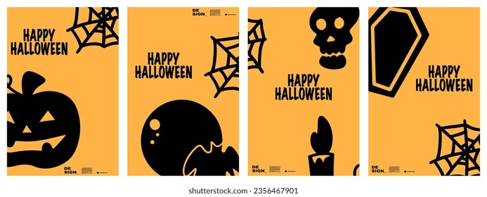 illustration vector graphic halloween background set for banner, poster, flyer, brochure, etc