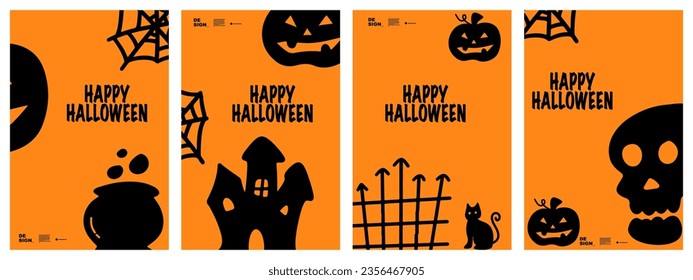 illustration vector graphic halloween background set for banner, poster, flyer, brochure, etc