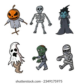 illustration vector graphic halloween cartoon character hand drawing style