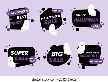 illustration vector graphic of halloween ghost sale, perfect for banner business, marketing and advertising.