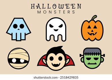 Illustration vector graphic halloween monsters cute