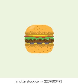 Vektorgrafik von Hamburger mit Pixelkunst Stil, farbig und gut für Ihr Projekt.