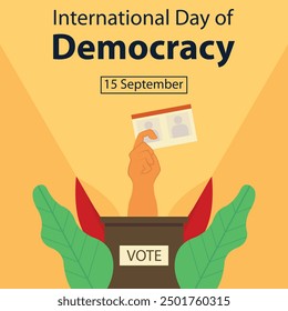 illustration vector graphic of a hand came out of the voting box, perfect for international day, international day of democracy, celebrate, greeting card, etc.