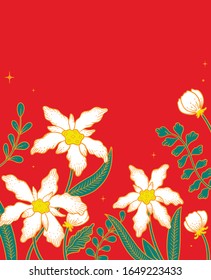 illustration vector graphic of hand drawn Batik flower background