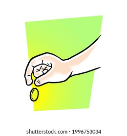 illustration, vector graphic of hand drops a coin, perfect for opinion illustration or article illustration