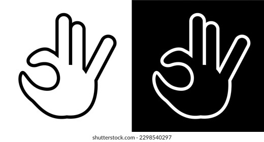 Illustration Vektorgrafik von Hand Gesture Icon. Linienzeichnung. Schwarz-Weiß