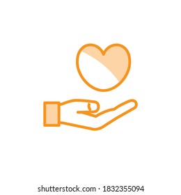 Illustration Vector graphic of hand and heart, love icon