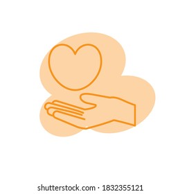 Illustration Vector graphic of hand and heart, love icon